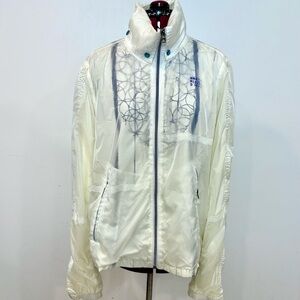 Diesel Windbreaker White Jacket Design Multi Pocket Design Unisex Women L Mens S